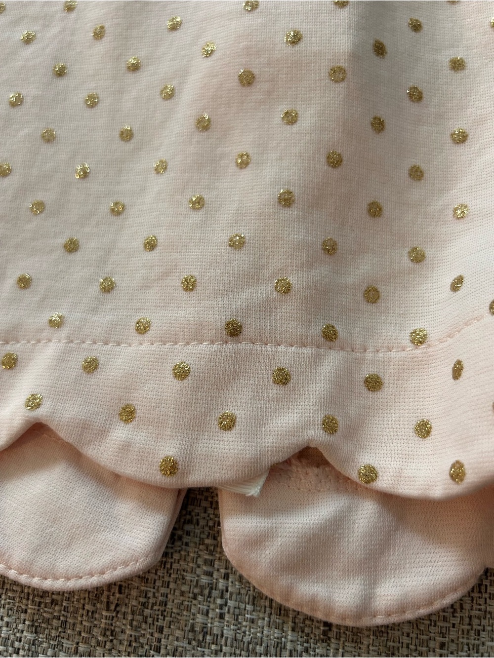 Tahari Baby Pink Gold Polka Dot Bow Baby Dress. Size 18M - Picture 3 of 8